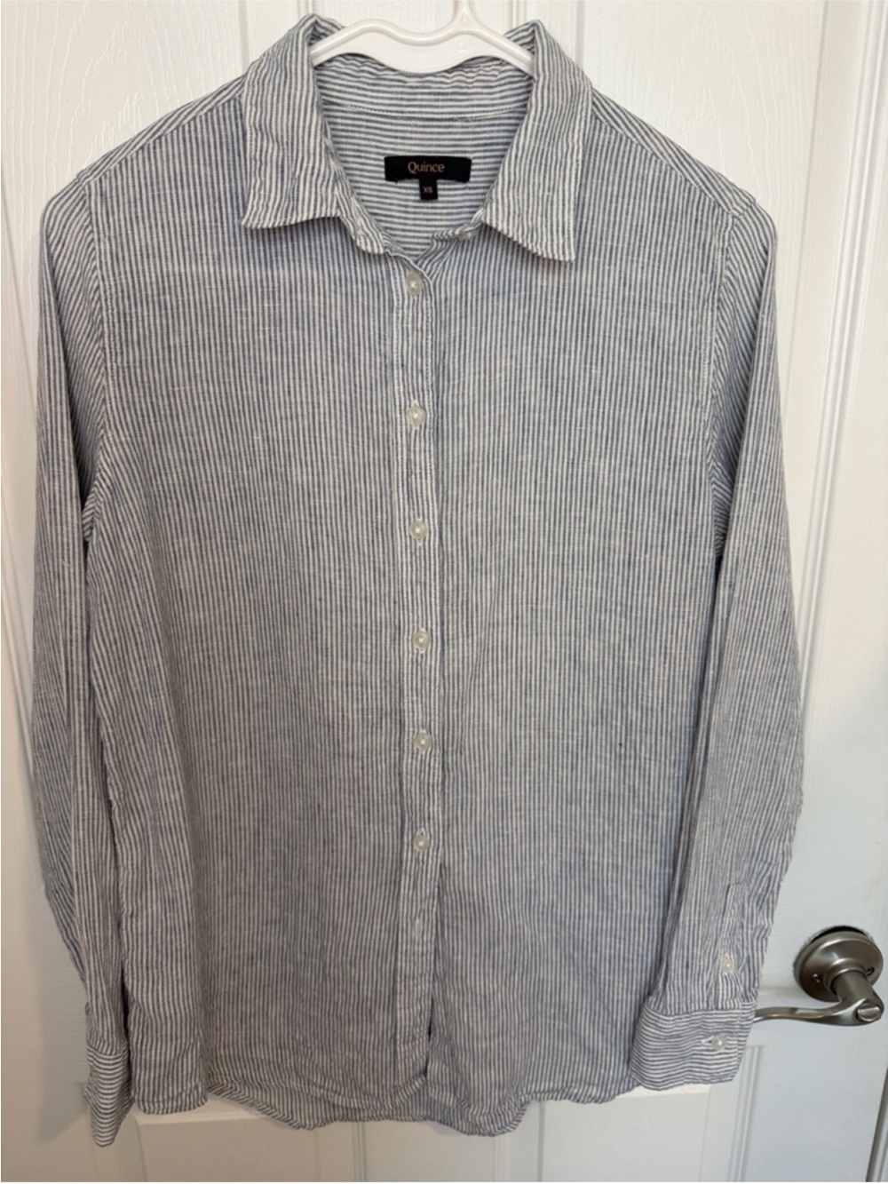 Quince Blue and White Pinstripe Button-Down Shirt